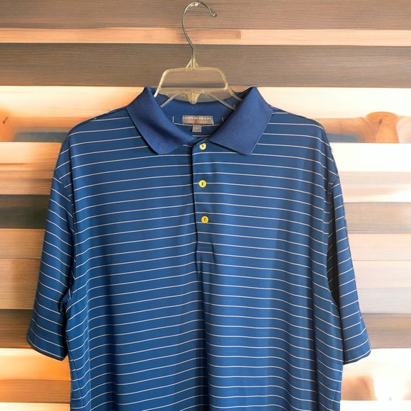 Peter Millar Champions Golf Club Men's Large Summer Comfort Blue Golf Polo - Picture 3 of 4